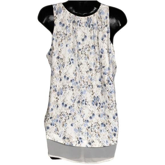 Gap Tank Top Double Layer Floral Print Sleeveless Blouse Women's XS Cream Blue - Picture 2 of 8